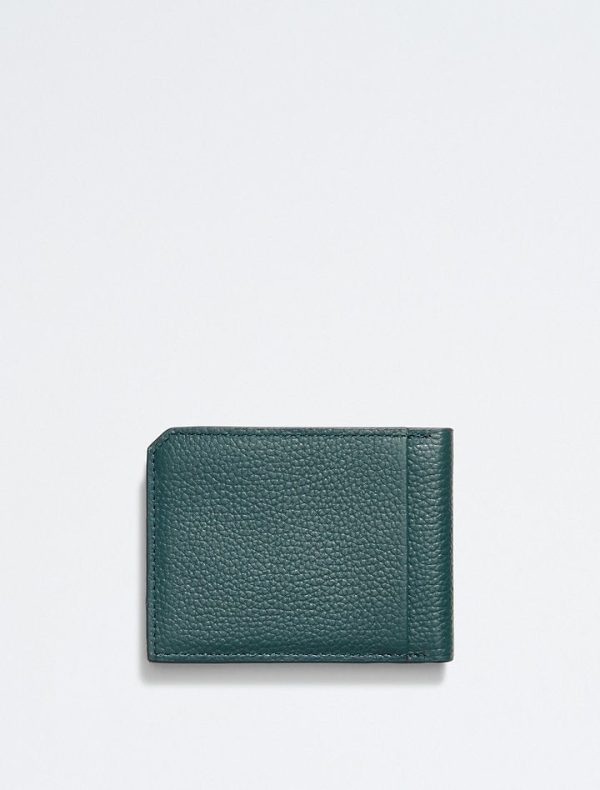 Calvin Klein- Pebble Leather Slim Bifold Wallet - Ponderosa Pine Hot on Sale