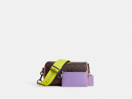 Coach- Axel Crossbody In Colorblock Signature Canvas - Gunmetal Mahogany Multi Supply