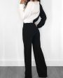 Chicme- V Neck Colorblock Long Sleeve Belted Casual Jumpsuit Online