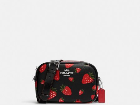 Coach- Jamie Camera Bag With Wild Strawberry Print - Silver Black Multi Online now