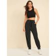 Romwe- Drawstring Waist Slant Pocket Striped Carrot Pants Hot on Sale