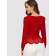 Romwe- Buttoned Front Laser Cut Hem Puff Sleeve Top For Discount