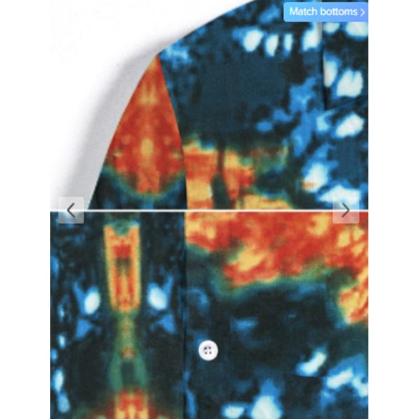 Zaful- Tie Dye Print Button Up Shirt - Multi-a For Discount