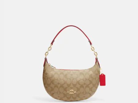 Coach- Payton Hobo In Signature Canvas - Im Khaki Electric Red For Cheap