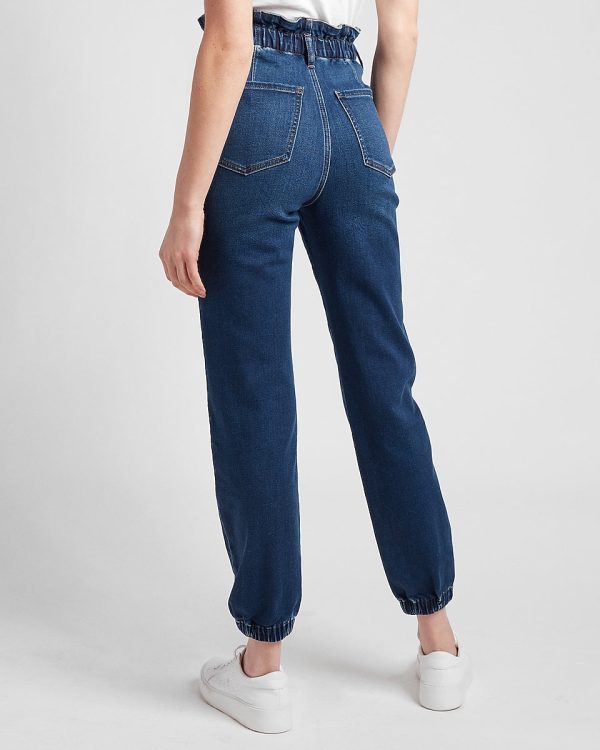 Express- Super High Waisted Elastic Waist Jogger Jeans on Sale