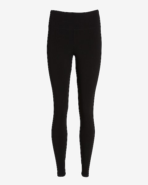 Express- Super High Waisted Essential Full Length Leggings - Pitch Black 58 Fashion