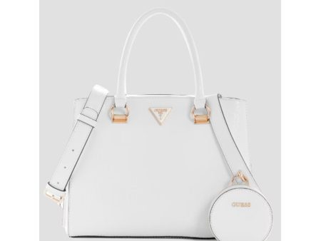 Guess- Alexie Logo Girlfriend Satchel (White Multi) Online