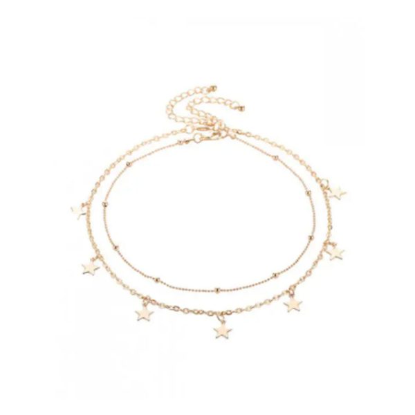 Zaful- Multilayered Star Pendant Choker Necklace - Gold Fashion