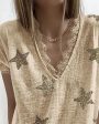 Chicme- Star Print Eyelash Lace Trim Top Online Hot Sale