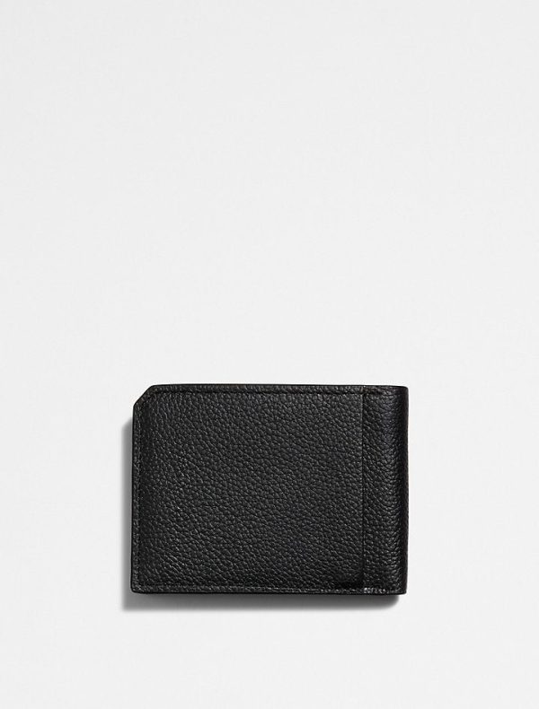 Calvin Klein- Pebble Leather Slim Bifold Wallet - Black Beauty Cheap