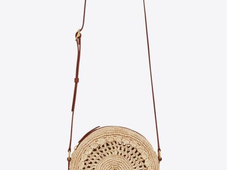 Yves Saint Laurent- SAC ROND IN RAFFIA AND SMOOTH LEATHER Cheap