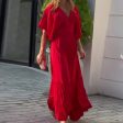 New solid color V-neck long dress - backless  
Bohemian Chiffon Supply