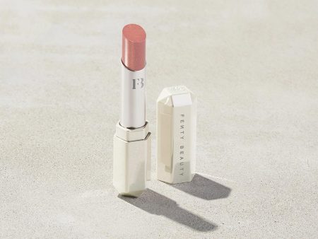 Fenty Beauty- SLIP SHINE SHEER SHINY LIPSTICK (Makeout Break Latte Nude) For Sale