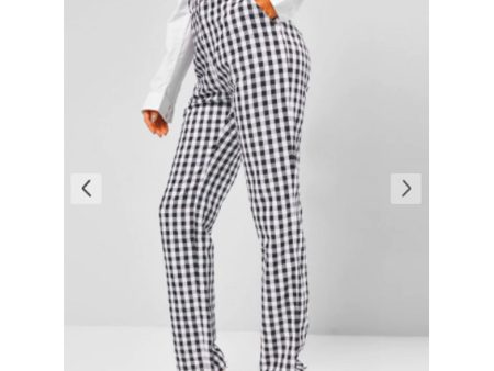 Zaful- Gingham Pocket Straight Pants - Black Discount