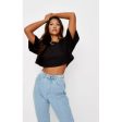 Missguided- Black Drop Shoulder Oversized Crop Top Online now