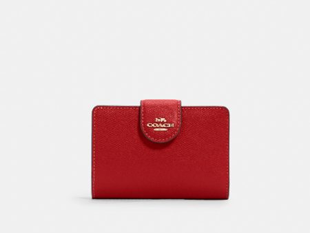 Coach- Medium Corner Zip Wallet (Gold 1941 Red) on Sale