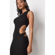 Missguided- Black Rib Cut Out Thong Detail Midaxi Dress Sale