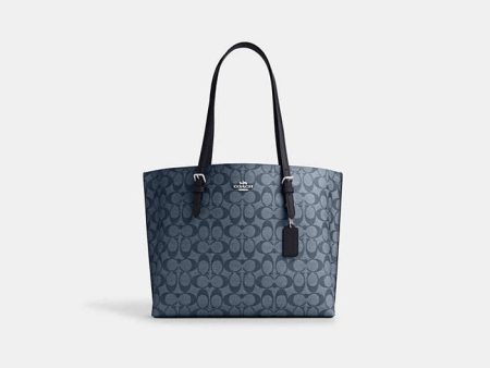 Coach- Mollie Tote In Signature Canvas -  Silver Denim Midnight Navy Online now