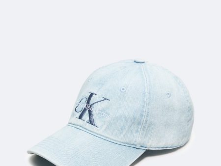 Calvin Klein- Denim Monogram Logo Cap - Light Washed Denim Online now