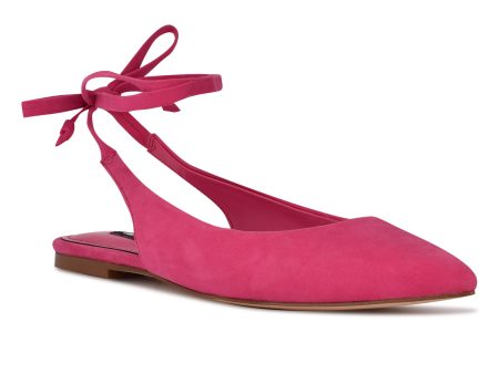 Ninewest- Bop Ankle Wrap Pointy Toe Flats (PINK SUEDE) Supply