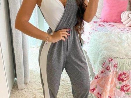 Chicme- Spaghetti Strap Colorblock Casual Jumpsuit Cheap