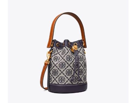 Tory Burch- Mini T Monogram Bucket Bag (Tory Navy) For Discount