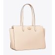 Tory Burch- Robinson Pebbled Tote (New Cream) Online now