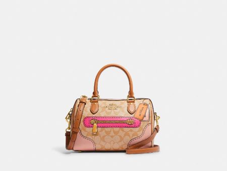 Coach- Rowan Satchel In Signature Canvas With Trompe L oeil Print (Gold Light Khaki Multi) For Cheap