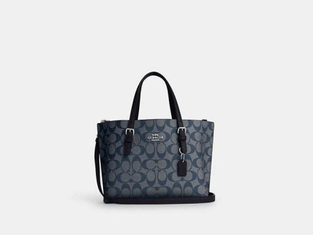 Coach- Mollie Tote 25 In Signature Canvas -  Silver Denim Midnight Navy Online Hot Sale