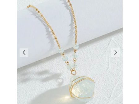 Zaful- Natural Stone Crystal Beads Necklace - White Online Sale