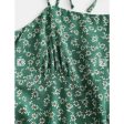 Zaful- Tie Shoulder Tiny Floral Mini Dress - Sea Turtle Green Cheap