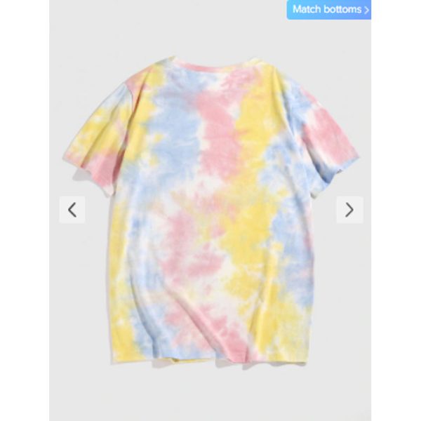 Zaful- Tie Dye Letters Print Slogan T-shirt - Yellow Fashion