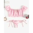 Zaful- Chiffon Frilled Tied Sheer Lingerie Set - Light Pink For Discount