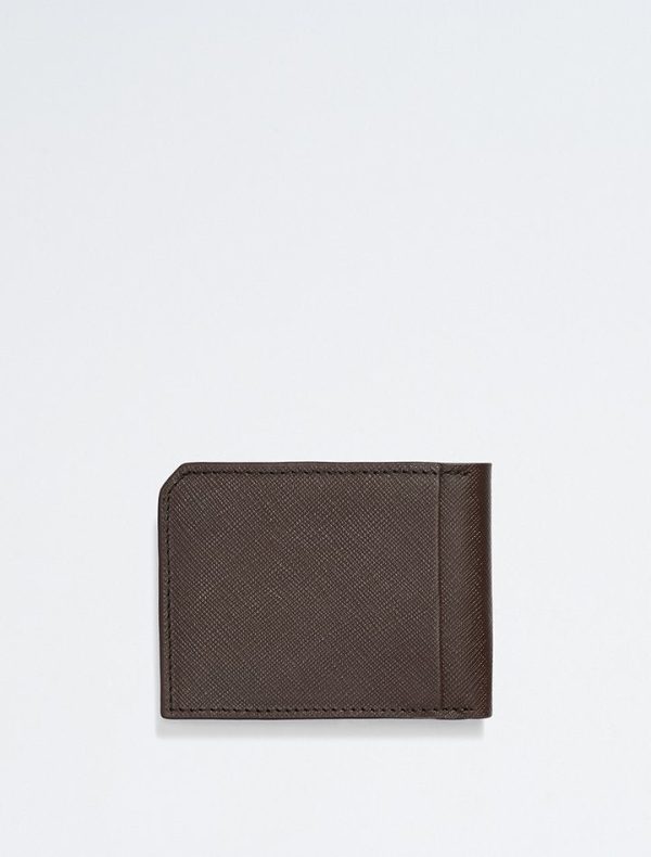 Calvin Klein- Saffiano Leather Slim Bifold Wallet - Brown Powder For Cheap