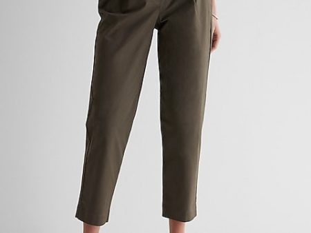 Express- High Waisted Pleated Ankle Chino Pant - Green Gold 680 Discount