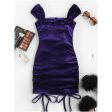 Zaful- Cinched Velvet Mini Bodycon Dress - Purple Online