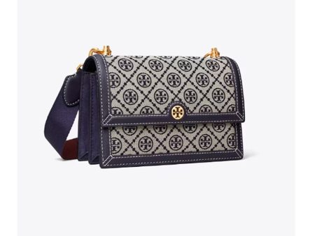 Tory Burch- Small T Monogram Shoulder Bag (Tory Navy) Cheap