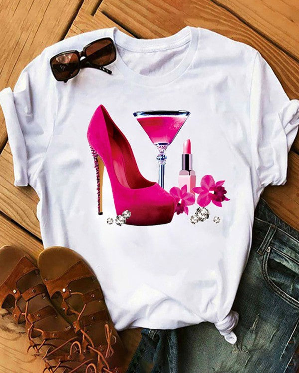 Chicme- Graphic Print Short Sleeve Casual T-Shirt Hot on Sale