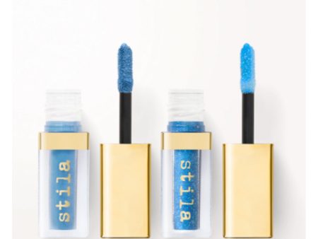 Stilacosmetics- Double Dip Suede Shade & Glitter & Glow Liquid Eye Shadows (Blue Jean) Supply