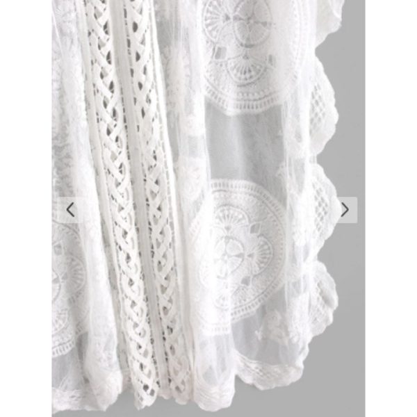 Zaful- Embroidered Sheer Mesh Kaftan Dress - White For Sale