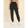 Romwe- Drawstring Waist Slant Pocket Striped Carrot Pants Hot on Sale