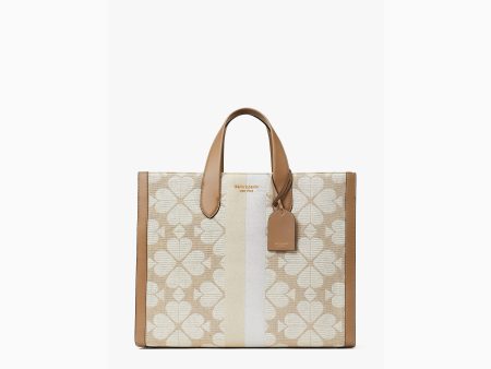 Kate Spade- Oversized Spade Flower Jacquard Stripe Manhattan Large Tote Online now