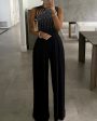 Chicme- Studded Cutout Ruched Wide Leg Jumpsuit (BLACK) Online Hot Sale