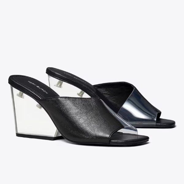 Tory Burch- Asymmetrical Heeled Mule Sandal - Perfect Black Online