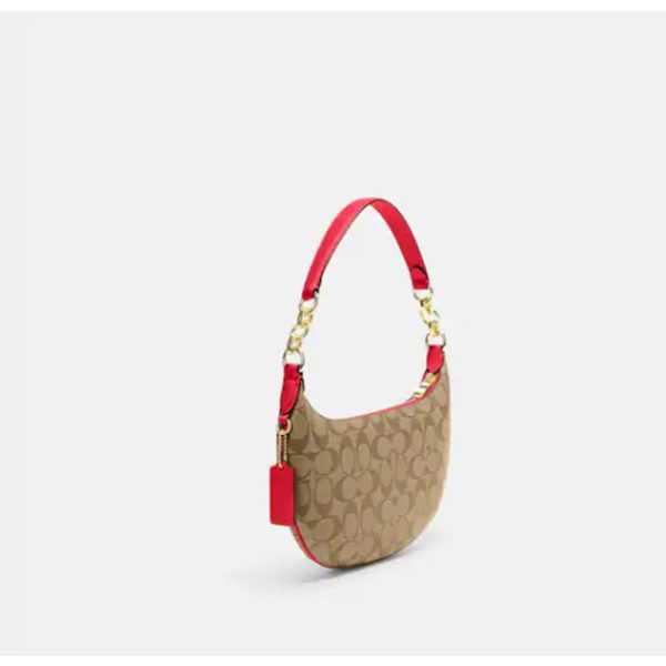 Coach- Payton Hobo In Signature Canvas - Im Khaki Electric Red For Cheap