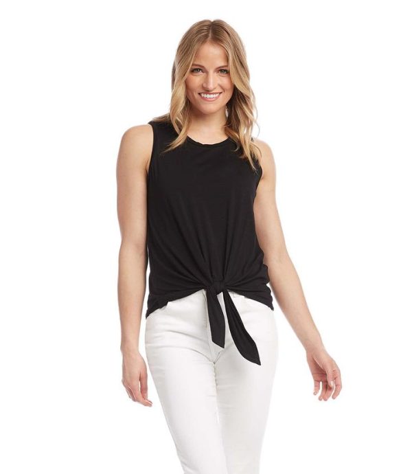 Karen Kane- Tie-Front Tank (BLACK) Hot on Sale