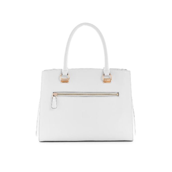 Guess- Alexie Logo Girlfriend Satchel (White Multi) Online