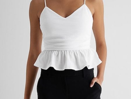 Express- V-Neck Peplum Cami - White 1 Online now