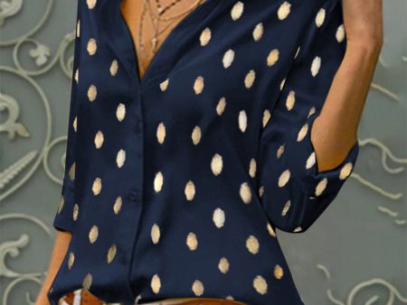 Chicme- Polka Dot Print Button Front Blouse Discount