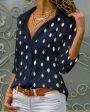 Chicme- Polka Dot Print Button Front Blouse Discount